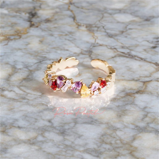 Anillo en baño de oro 18 k ajustable