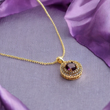 Set aretes y collar baño de oro 18k