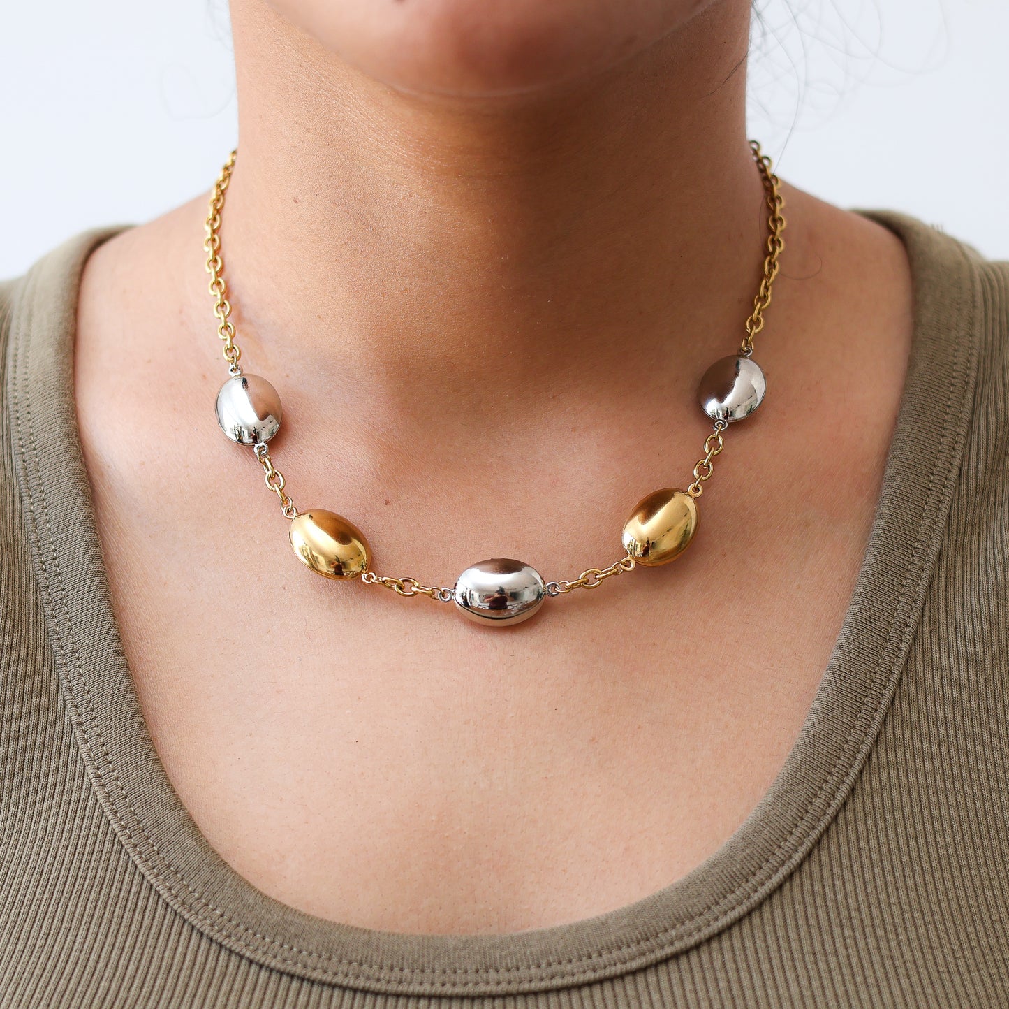 Collar acero en baño de oro 18 k