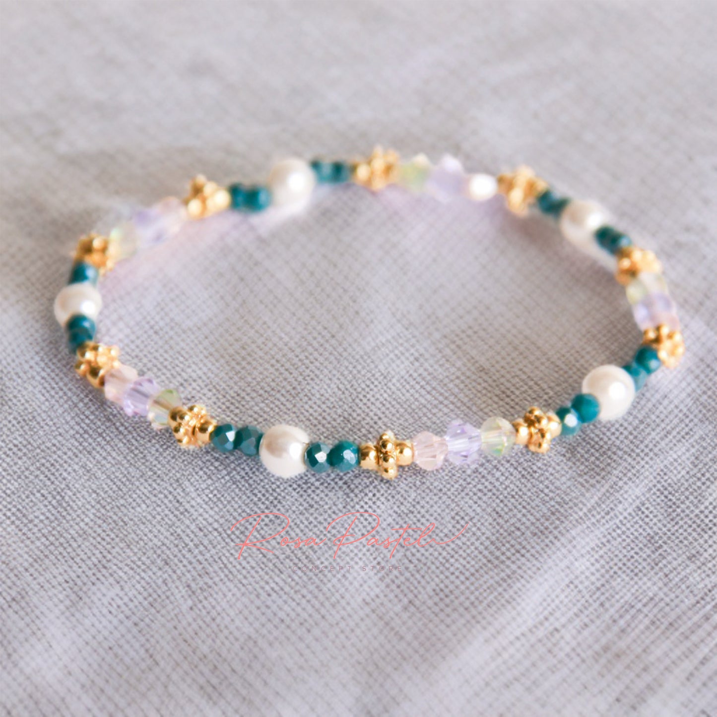 Pulsera baño de oro elástica