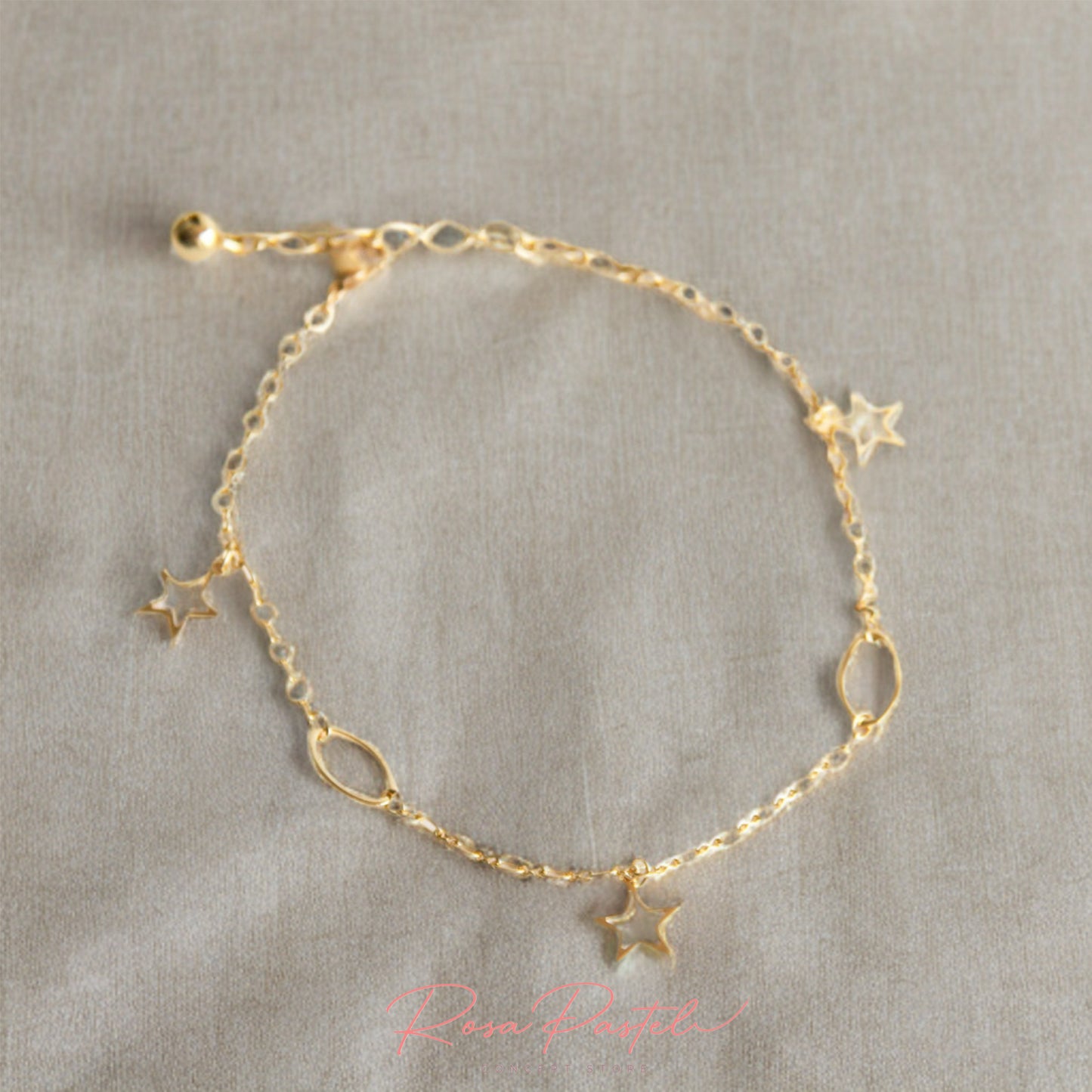 Pulsera para pie en baño de oro 18K