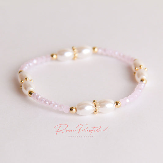 Pulsera perla y baño de oro