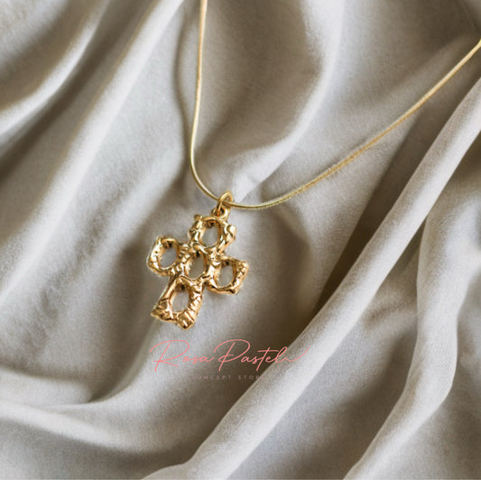 Collar acero en baño de oro 18 k