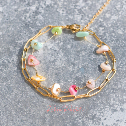 Pulsera acero en baño de oro 18 k