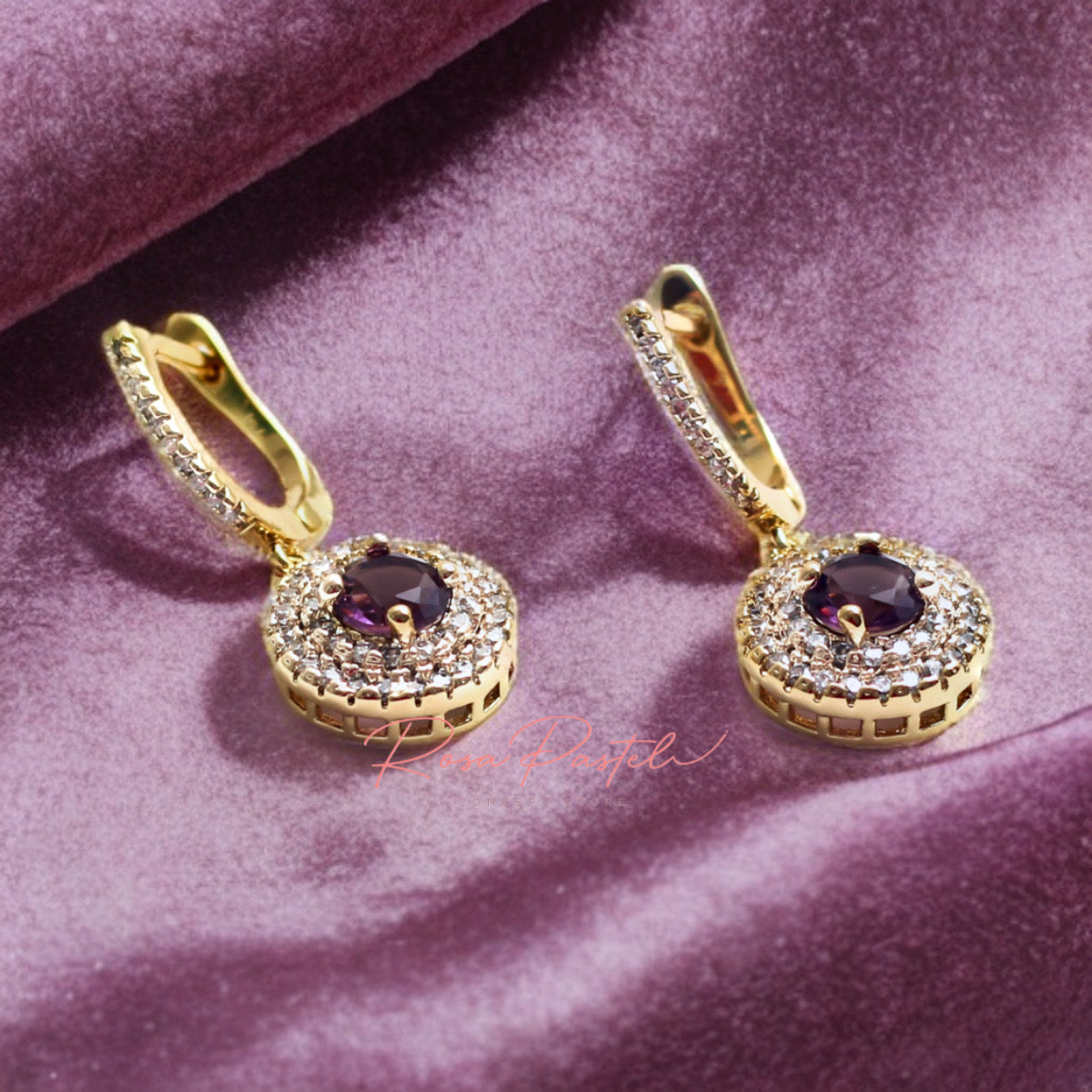 Set aretes y collar baño de oro 18k
