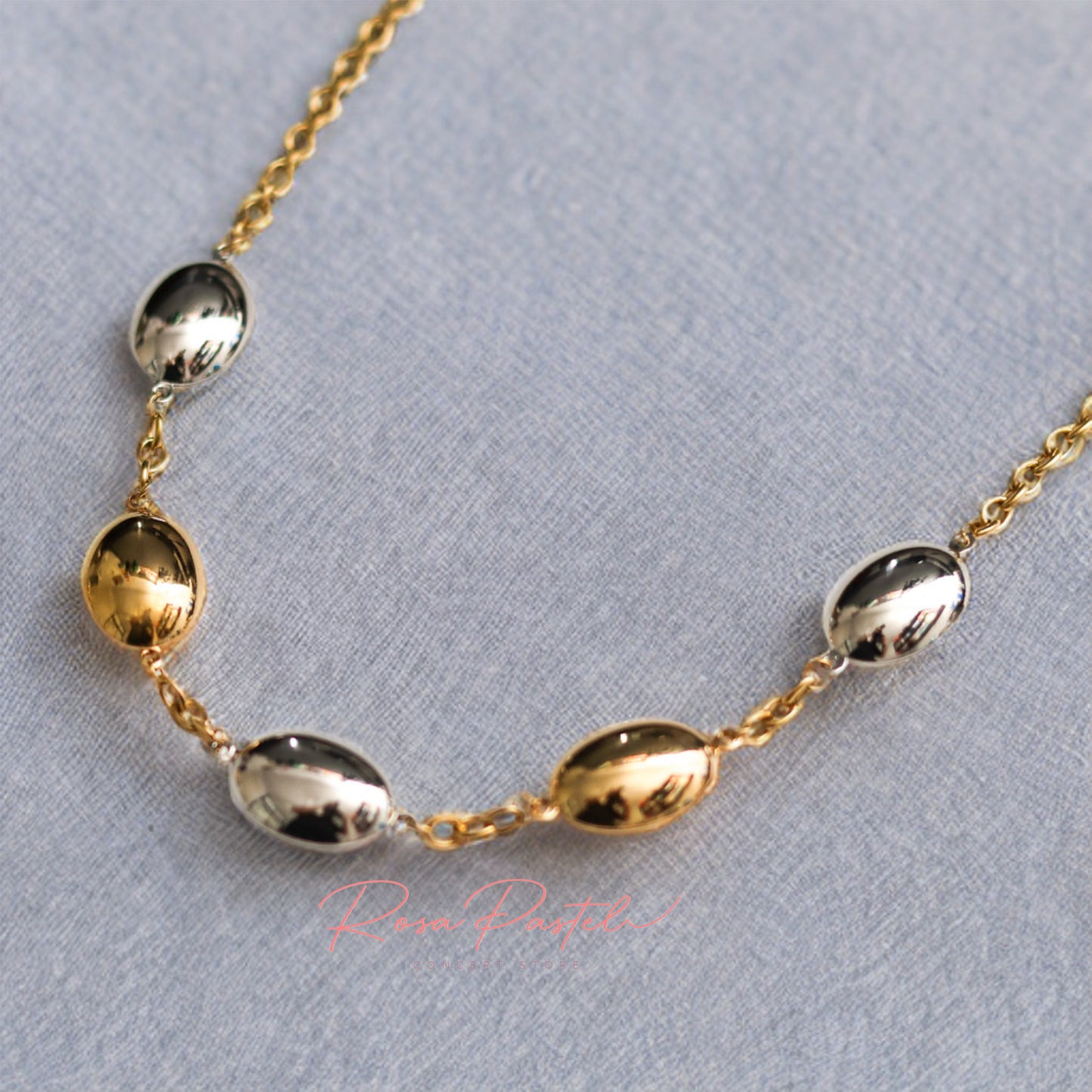 Collar acero en baño de oro 18 k