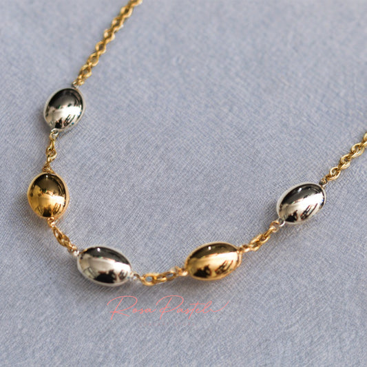 Collar acero en baño de oro 18 k