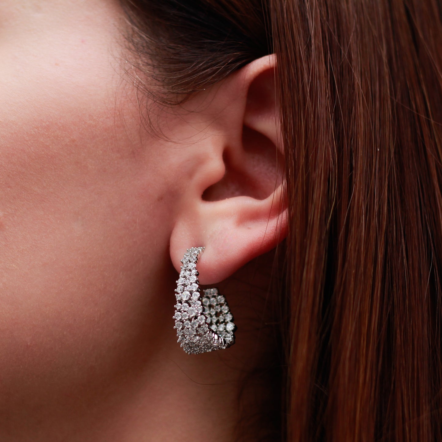 Aretes en baño de rodio