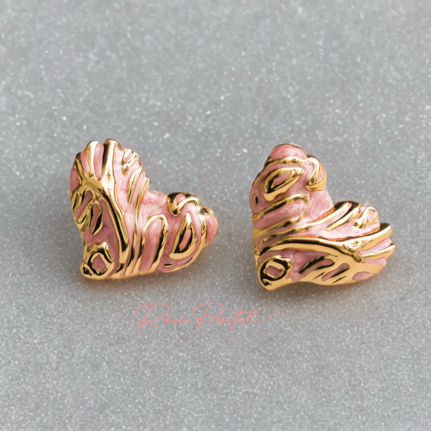 Aretes acero en baño de oro 18 k