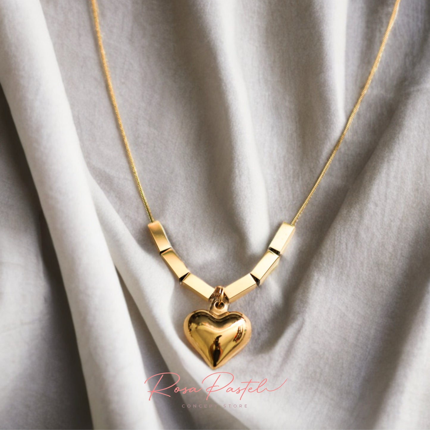 Collar acero en baño de oro 18 k