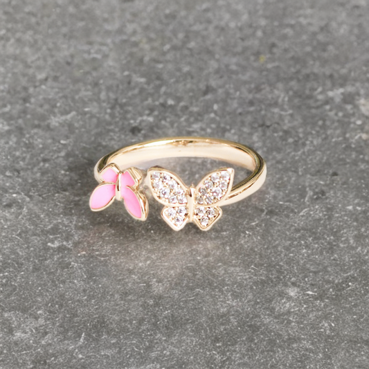 Anillo en baño de oro 18 k ajustable