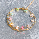 Pulsera acero en baño de oro 18 k
